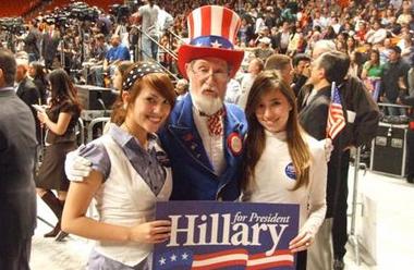 Hillary Clinton supporters with Uncle Sam