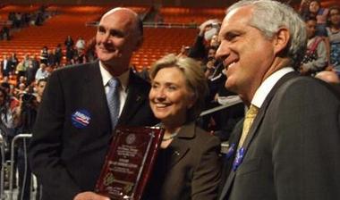 Sen. Hillary Clinton with Sen. Eliot Shapleigh and Mayor John Cook