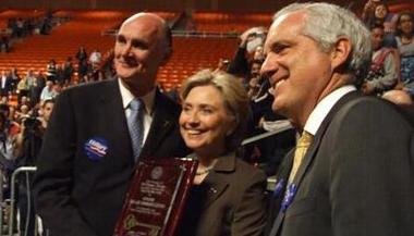 With Mayor John Cook and Sen. Hillary Clinton