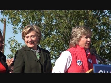 New Mexico Lt. Gov. Diane Denish and Sen. Hillary Clinton in Sunland Park, NM at <a href="http://shapleigh.org/videos/105-hillary-clinton-in-sunland-park-oct-25-2008">an Obama rally</a>, October 25, 2008