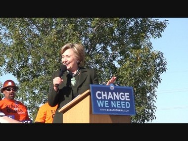 Sen. Hillary Clinton in Sunland Park, NM at an <a href="http://shapleigh.org/videos/105-hillary-clinton-in-sunland-park-oct-25-2008">Obama rally, October 25, 2008</a>